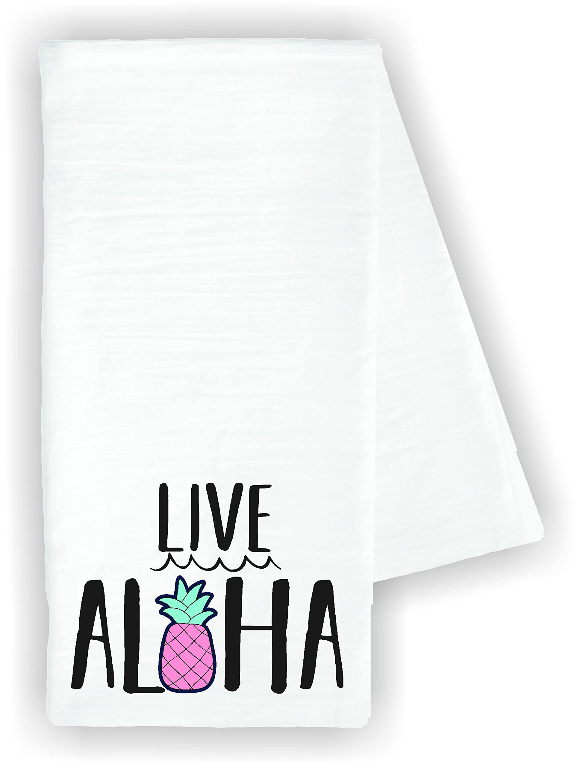 Funny Pineapple Kitchen Towel - 100% Cotton Dish Drying Cloth for Hawaiian Decor