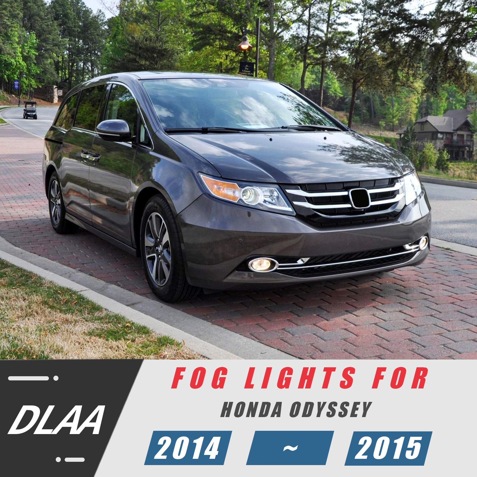 DLAA Fog Lights Compatible with HONDA ODYSSEY 2014-2015 - Clear Lens Fog Lamp Assembly Replacement - Perfect for Night Driving & Bad Weather Visibility