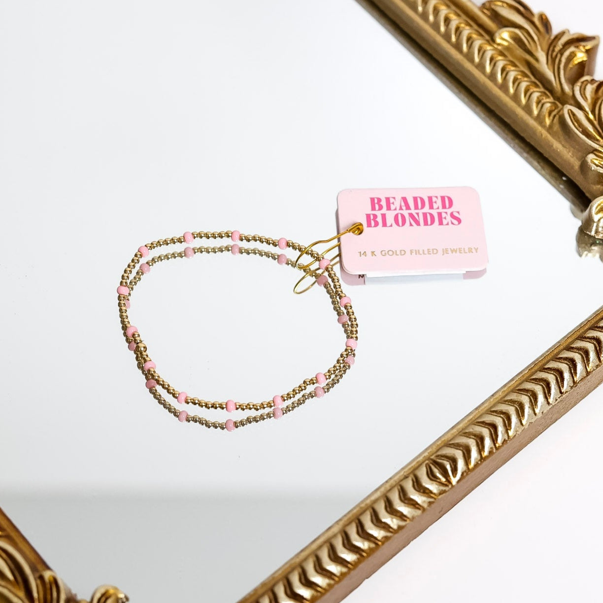 Light Pink Dainty Poppi Beaded Bracelet in Gold - Elegant Boho Jewelry for Women | Perfect for Weddings, Parties & Everyday Wear