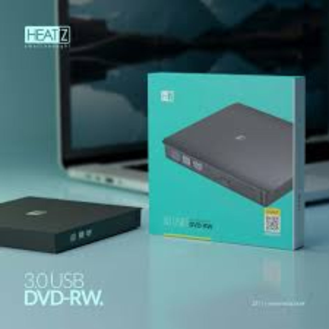 Heatz External DVD RW Drive 12.7mm Slim USB 3.0 Burner for Laptop & PC - Watch Movies, Backup Files, Install Software on Windows/Mac