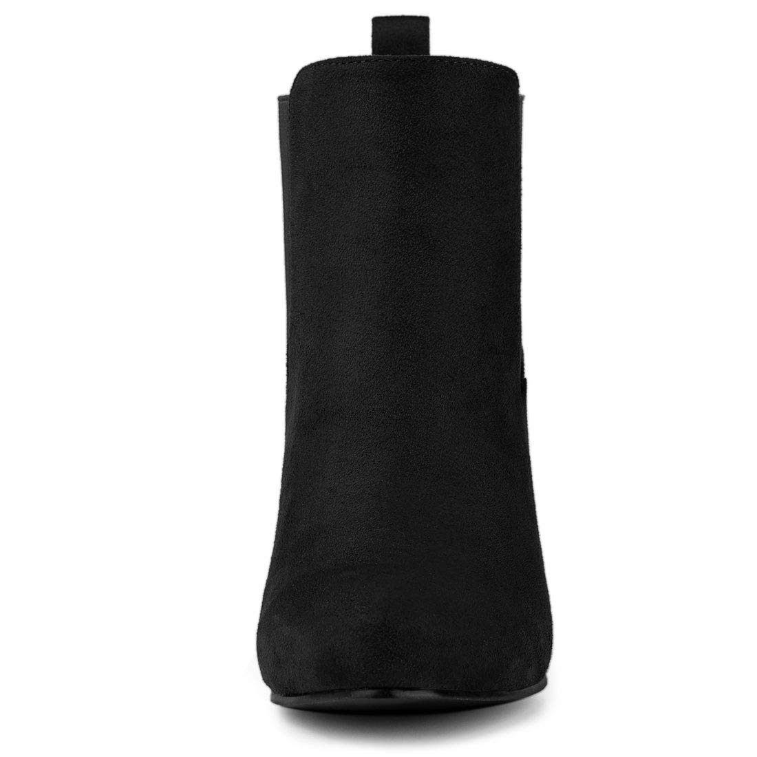 Allegra K Women's Chunky Heel Chelsea Boots Round Toe Ankle Booties for Casual Outfits & Office Wear | Comfortable & Stylish Winter Boots for Women