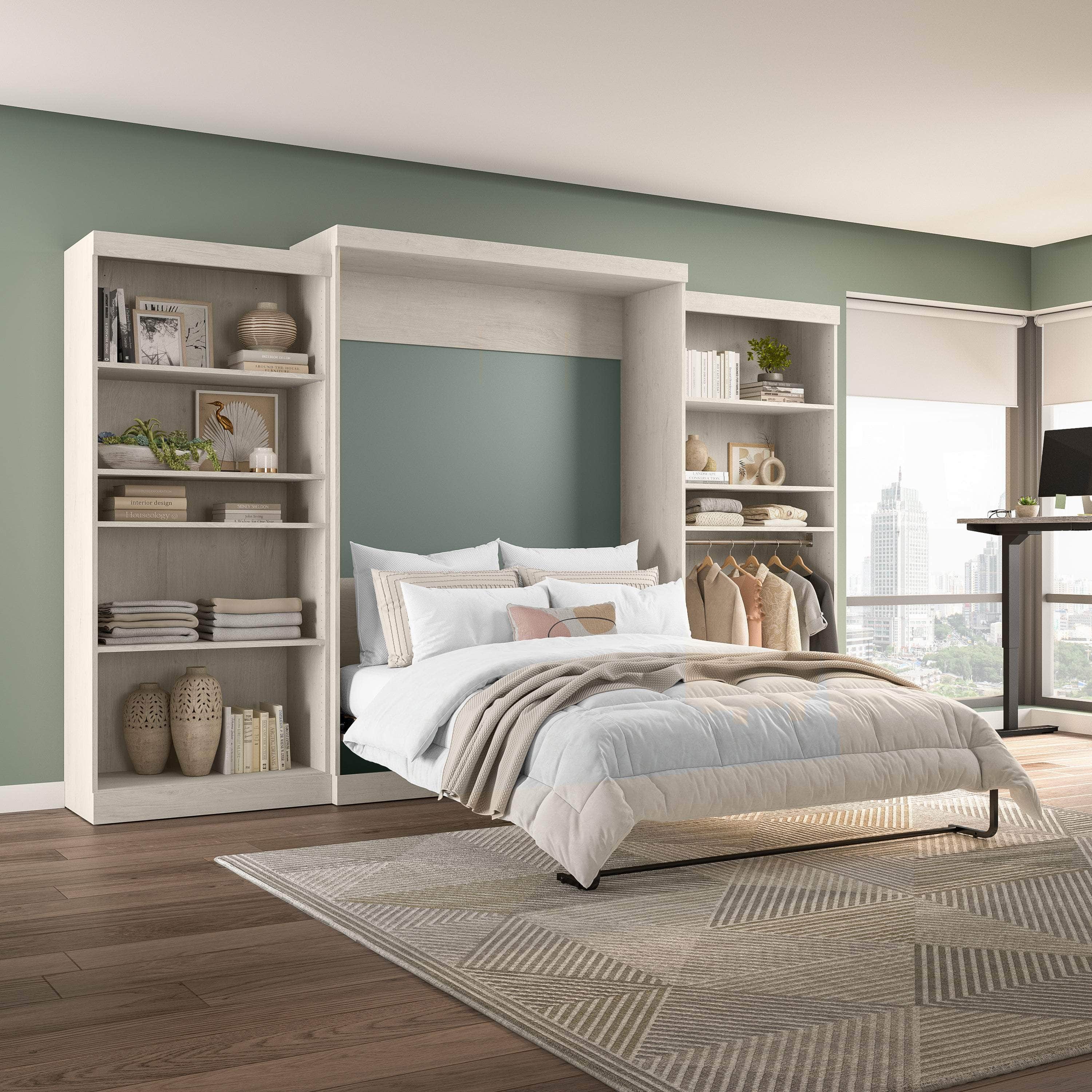 Pur Queen Murphy Wall Bed with 2 Storage Units - 136