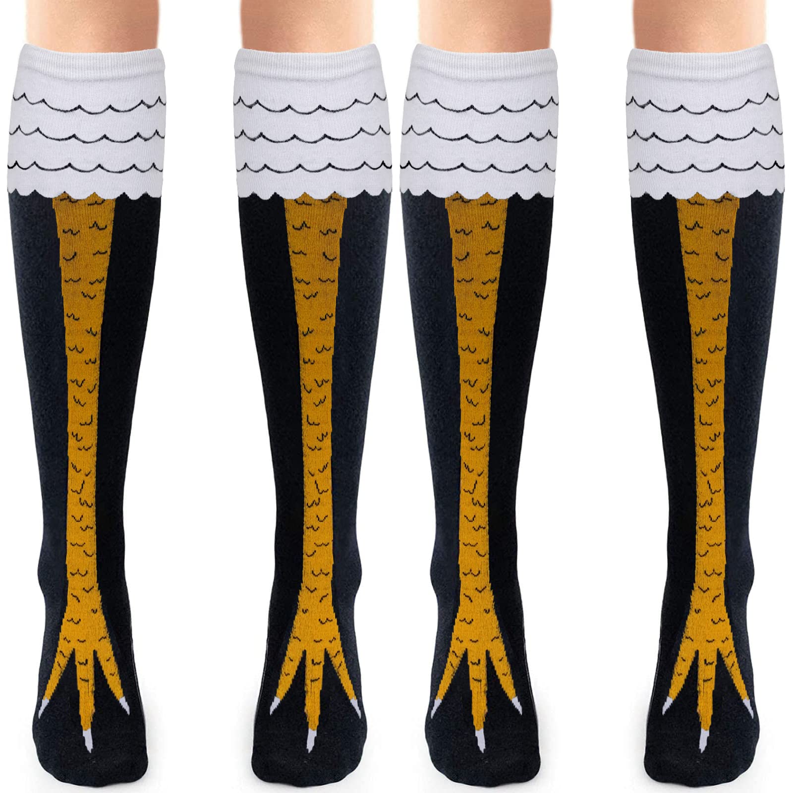 2-Pack Funny Chicken Leg Knee-High Socks for Women & Men - Novelty Crazy Turkey Socks - Perfect for Thanksgiving, Costume Parties & Unique Gifts