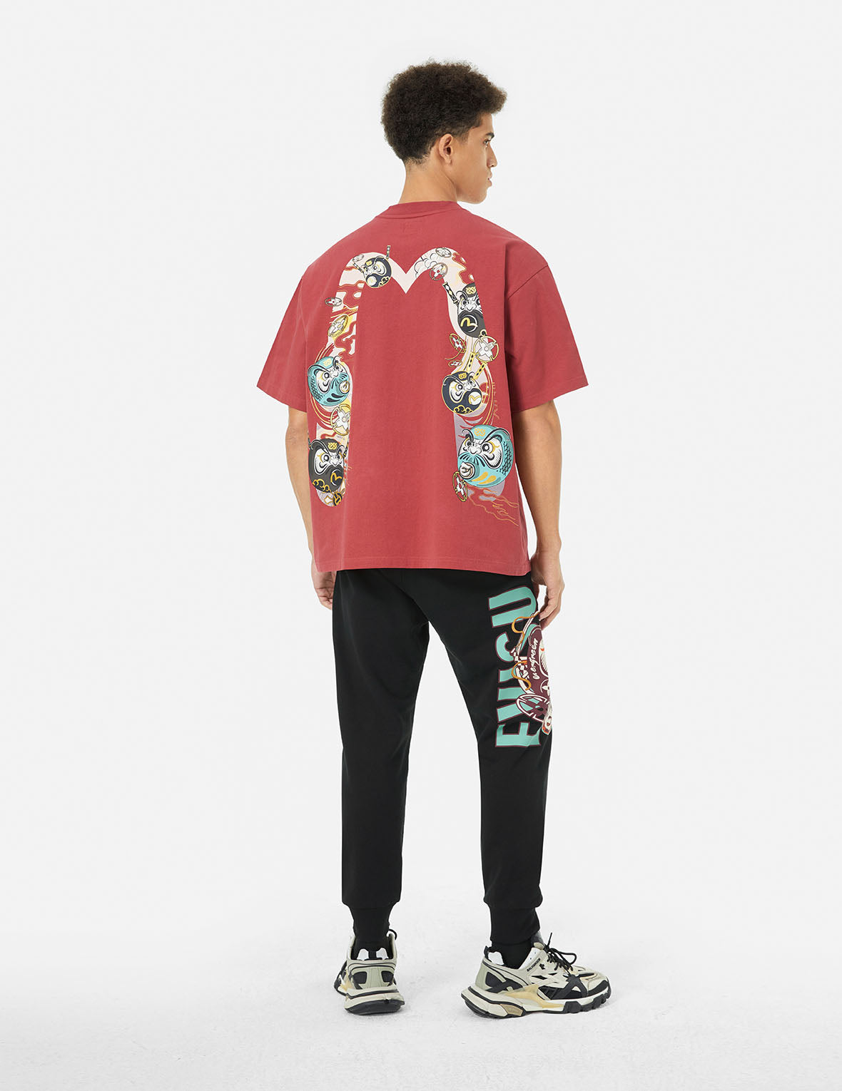 Ninja Daruma Print Regular Fit Sweatpants for Men - Comfortable Cotton Jogger Pants with Japanese Design - Perfect for Casual Wear, Lounge, and Street Fashion
