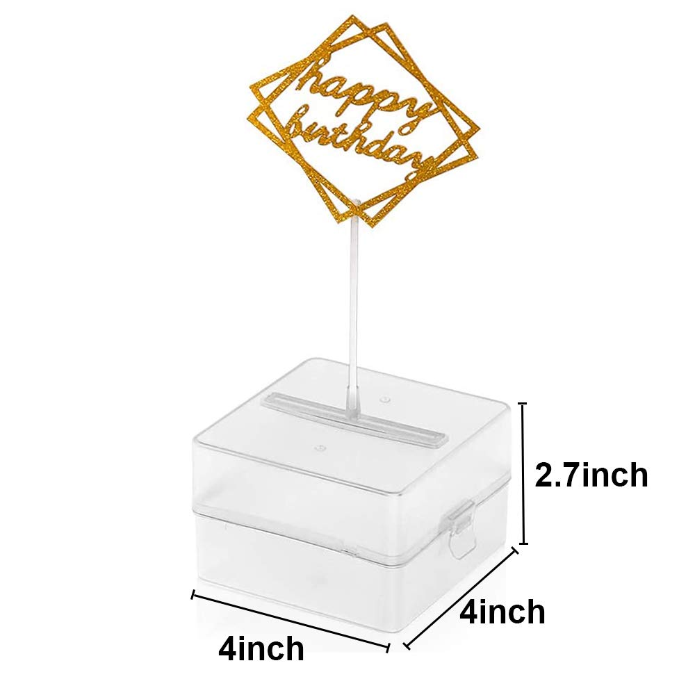 Money Pull Out Cake Kit - Includes 1 Clear Food-Safe Box, 1 Gold Cake Topper & 20 Money Pockets for Birthday Party Decorations | Perfect for Surprise Cash Gifts at Weddings, Graduations & Special Celebrations