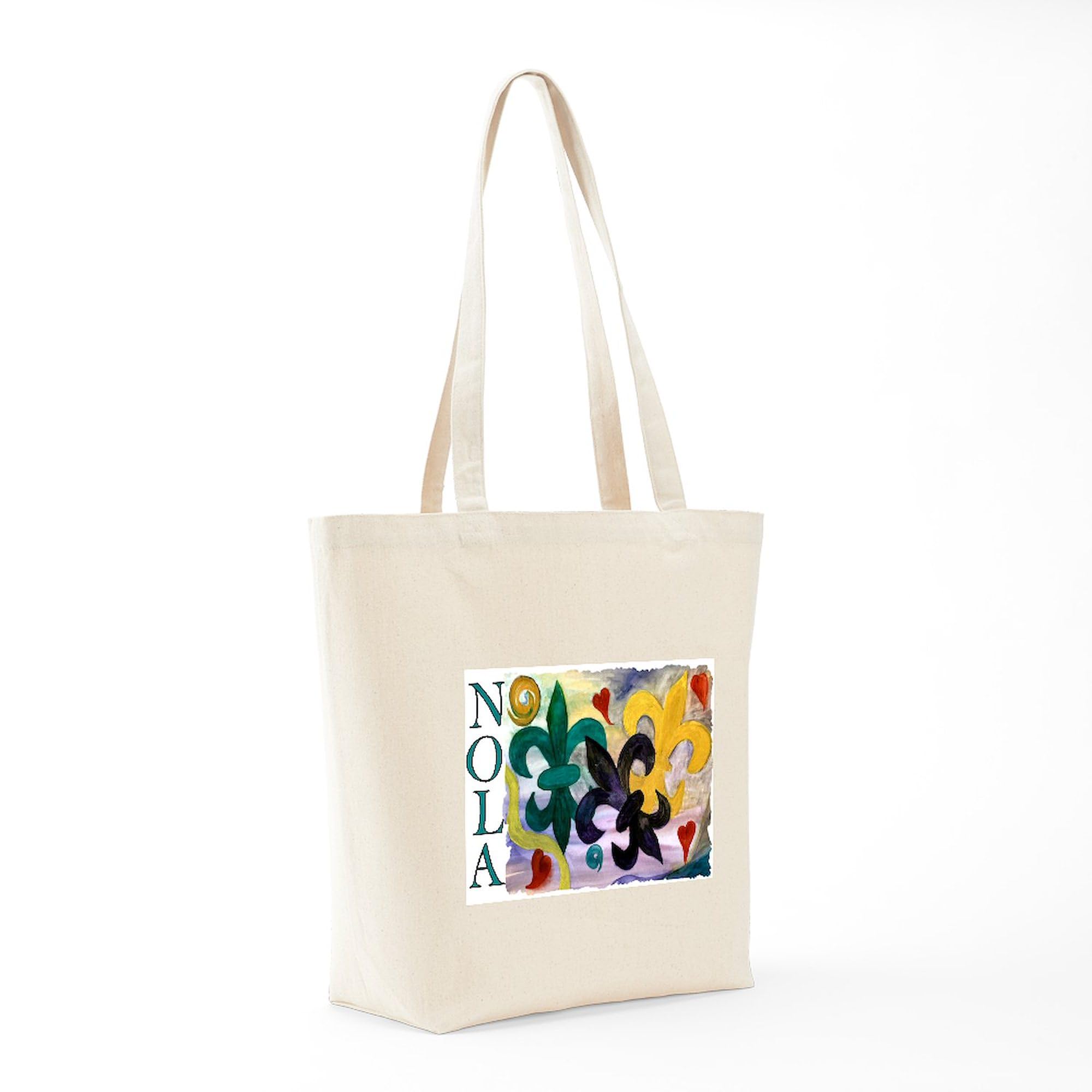 Premium Mardi Gras Fleur De Lis Tote Bag - Natural Canvas Reusable Shopping Bag for Groceries, Beach & Parties | Eco-Friendly Cotton Carryall