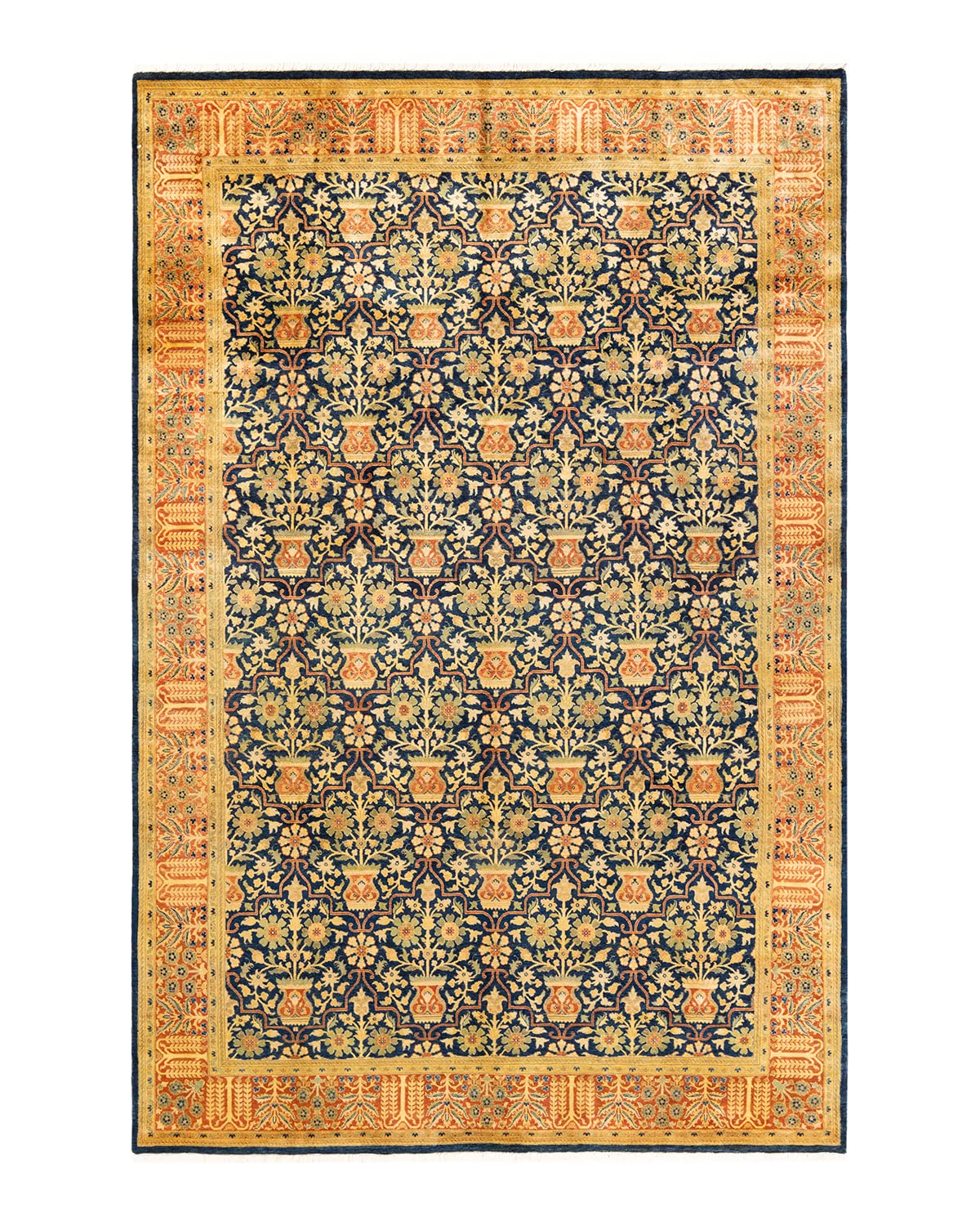 Handmade Blue Oriental Wool Area Rug 6x9 - Solo Rugs One of a Kind Hand Knotted Traditional Mogul Design for Living Room, Bedroom & Home Decor