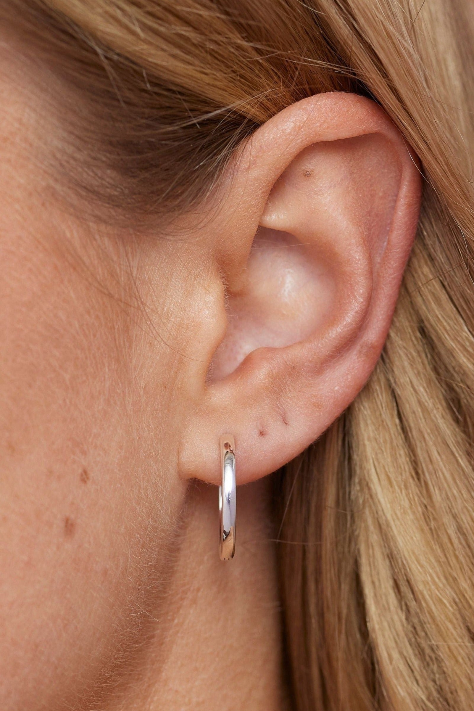Polished Silver Huggie Hoop Earrings for Women - Large Size | Perfect for Everyday Wear, Parties & Special Occasions