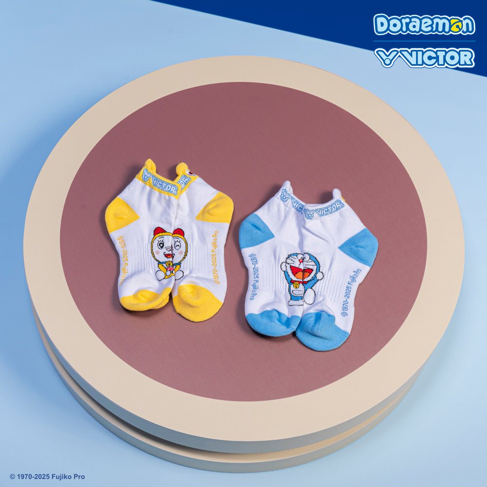 Victor X Doraemon SK515DRM Low Cut Socks - Cute Anime Cartoon Character Socks for Men & Women - Perfect for Casual Wear, Cosplay & Gift Giving
