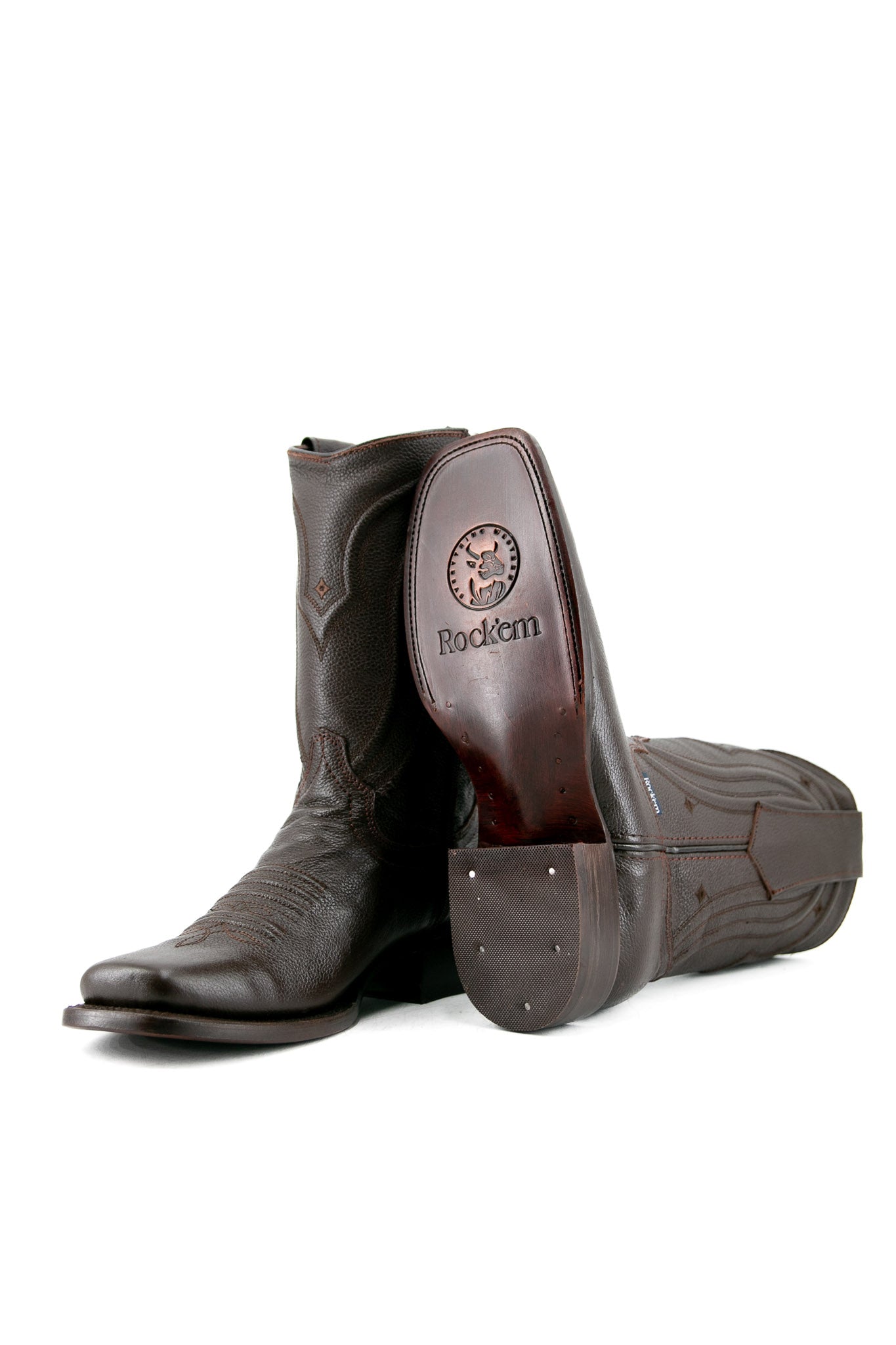 Rock'em Solid Floater Zipper Rodeo Cowboy Boots for Men - Western Style Leather Riding Boots with Side Zipper - Perfect for Rodeo, Country Dancing & Outdoor Adventures