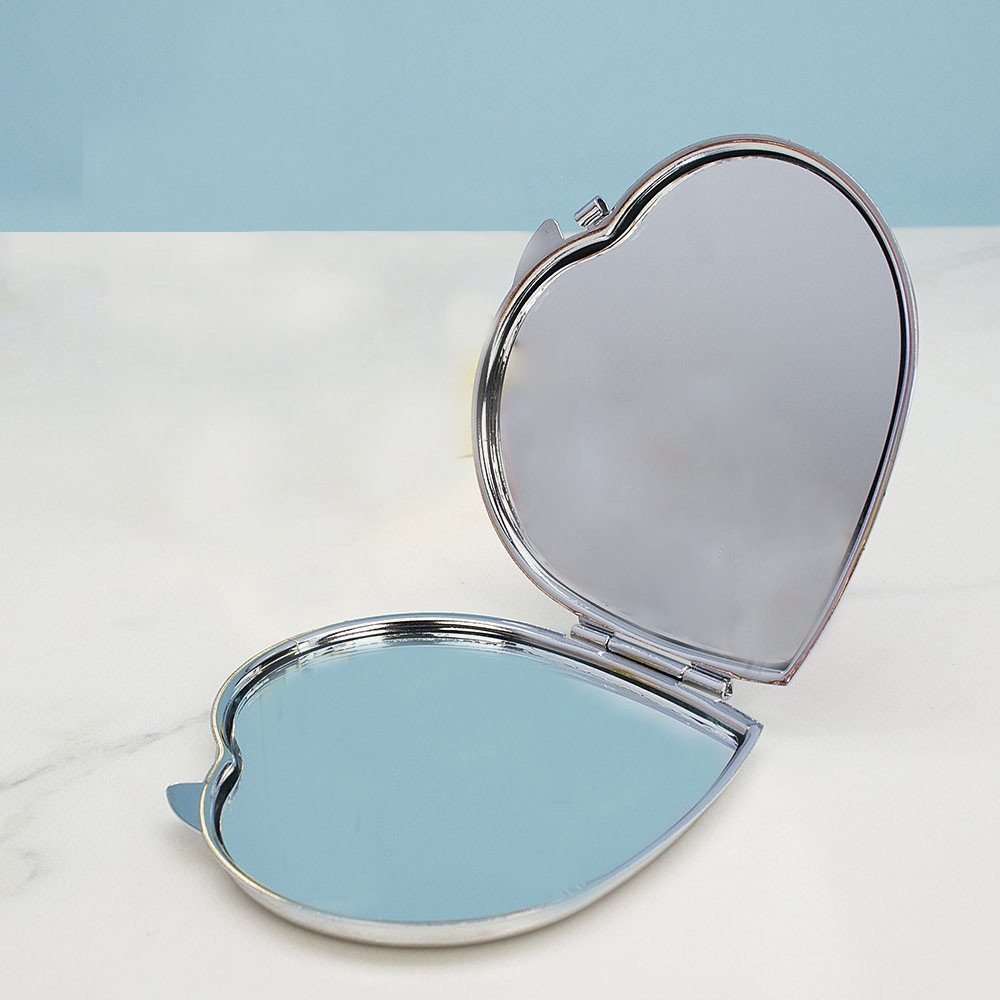 Heart-Shaped Compact Mirror - Stylish Dual-Sided Travel Makeup Mirror for Women
