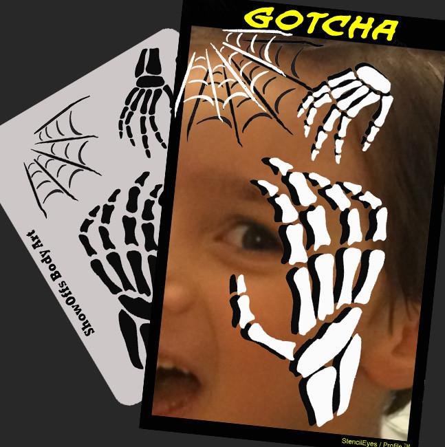 SOBA Profile Gotcha Skeleton Hands with Webs Stencil - Perfect for Halloween Decor, DIY Crafts, and Spooky Art Projects