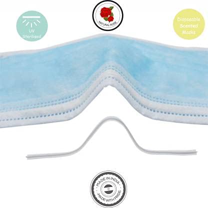 Premium 3-Ply Disposable Face Masks with Natural Rose Scent & Nose Wire - 50 Pack (White) | CE/ISO Certified, UV Sterilized, Breathable for Daily Protection - Perfect for Office, Travel & Public Spaces