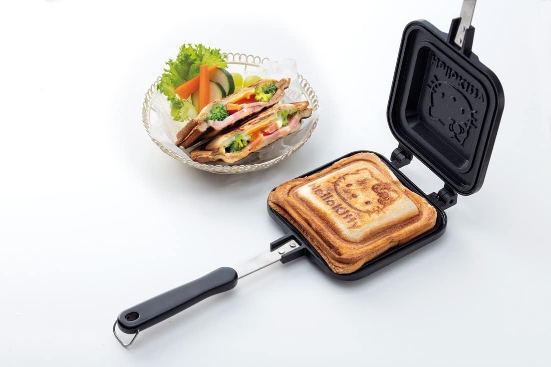 Hello Kitty Sandwich Maker - Cute Skater Design, Non-Stick Aluminum Pan, Direct Heat for Perfect Grilled Cheese & Snacks - Ideal for Kids' Lunch, Breakfast, and Party Snacks