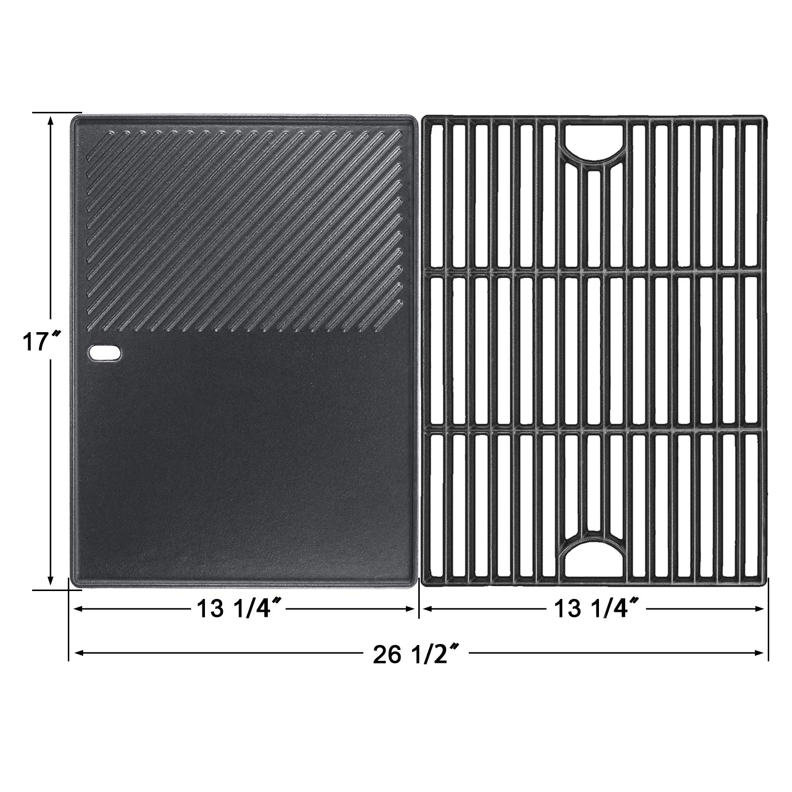 Hisencn 2-Pack Stainless Steel Cooking Grate & Griddle Replacement Parts - Compatible with Nexgrill 720-0830H, 720-0783E, 720-0888N, 720-0888, 720-0697, Charbroil 463241113, 463449914, Kenmore 720-0670A, 41516106210 - Perfect for Grilling, BBQ, and Outdoor Cooking