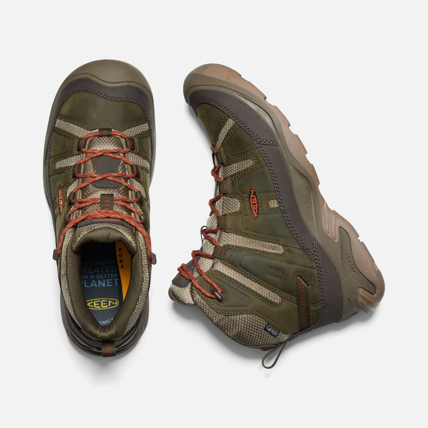 Men's Circadia Mid WP Waterproof Hiking Boots - Dark Olive/Potters Clay - Perfect for Outdoor Adventures & Trail Walking