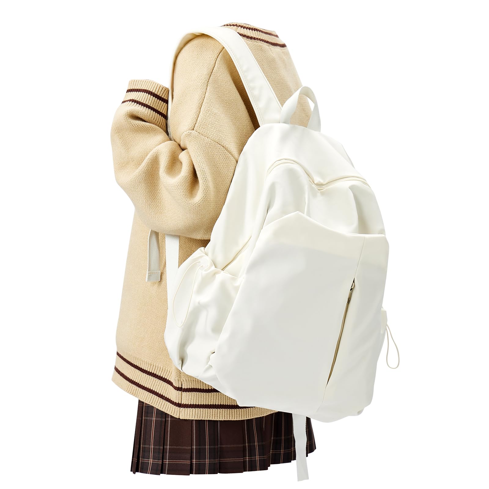 Lightweight Waterproof Backpack for High School & College - Casual Daypack for Women, Men, Teens, Boys & Girls - Durable Bookbag for School, Travel & Daily Use (Beige)