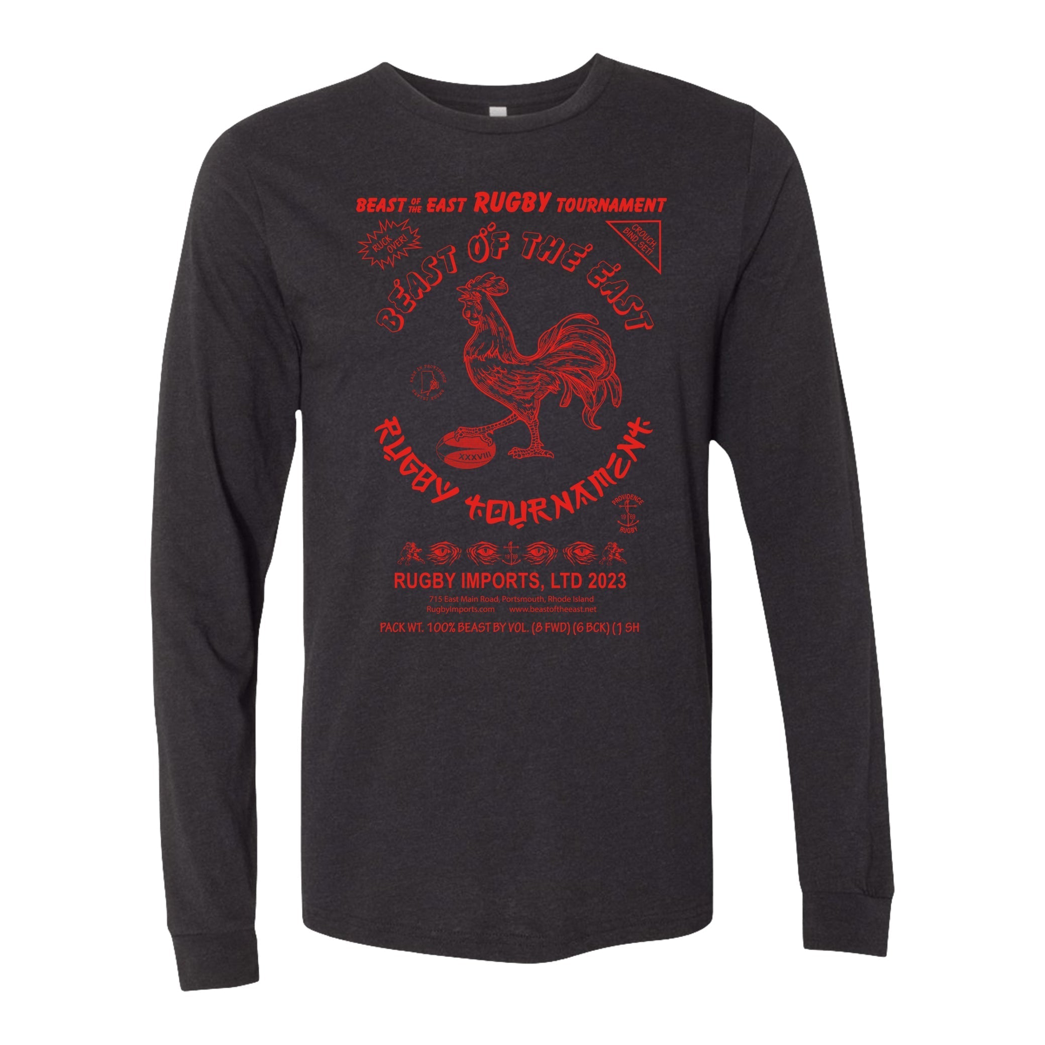 BOE 2023 Men's Rugby Long Sleeve Shirt - Breathable Performance Jersey for Rugby Training & Casual Wear