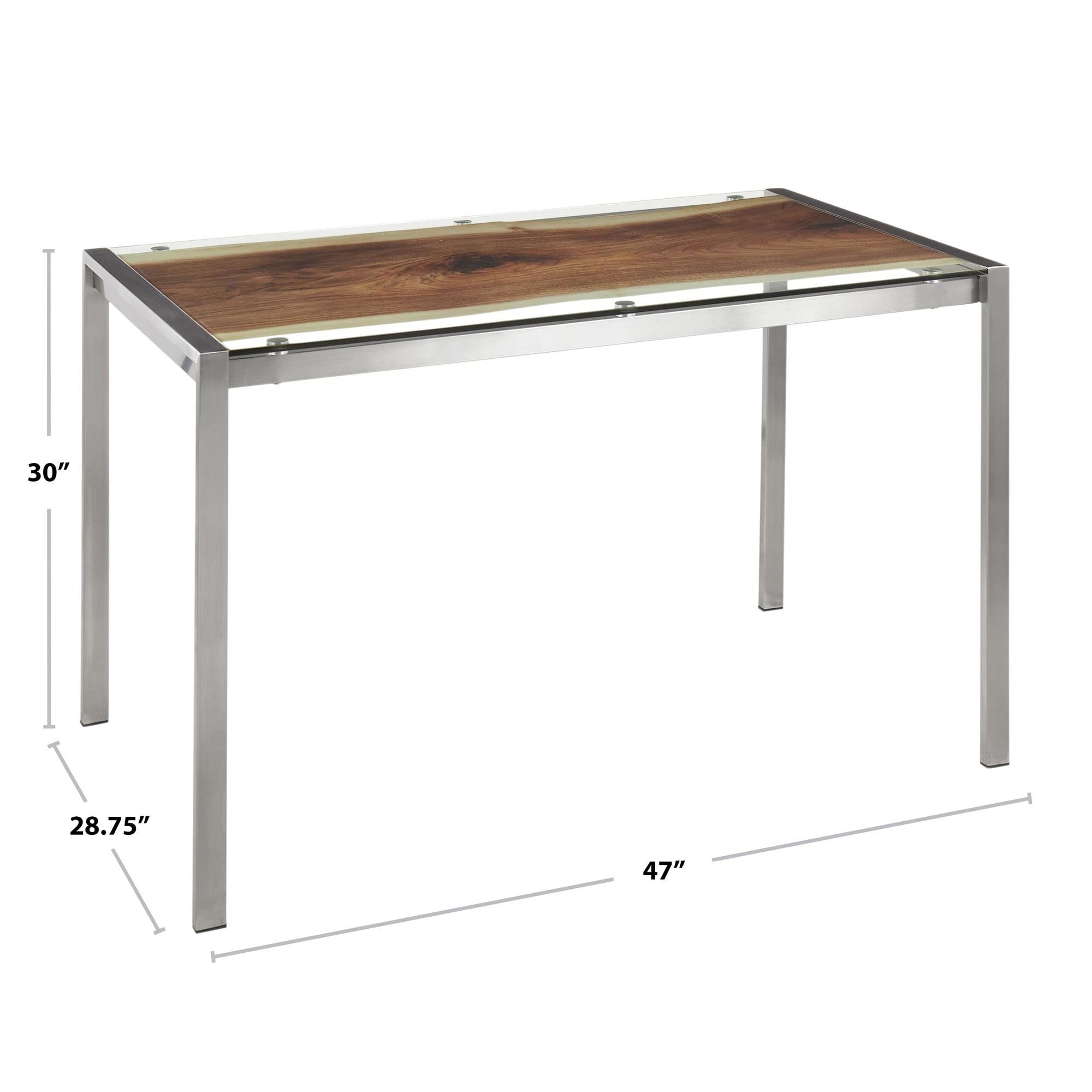 LumiSource Live Edge Dining Table - 6-Person Rectangle Kitchen Table with Natural Wood Finish | Perfect for Small Spaces, Breakfast Nooks & Cozy Dining Areas