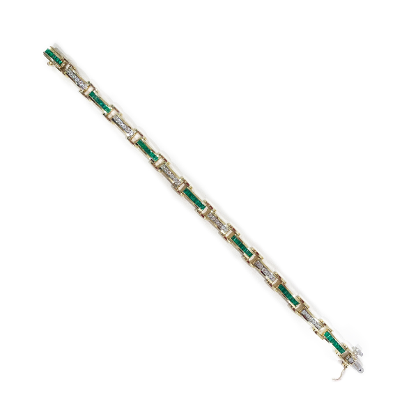 14K Yellow Gold Emerald Bracelet for Women - Elegant Green Gemstone Jewelry Gift for Birthday, Anniversary & Special Occasions