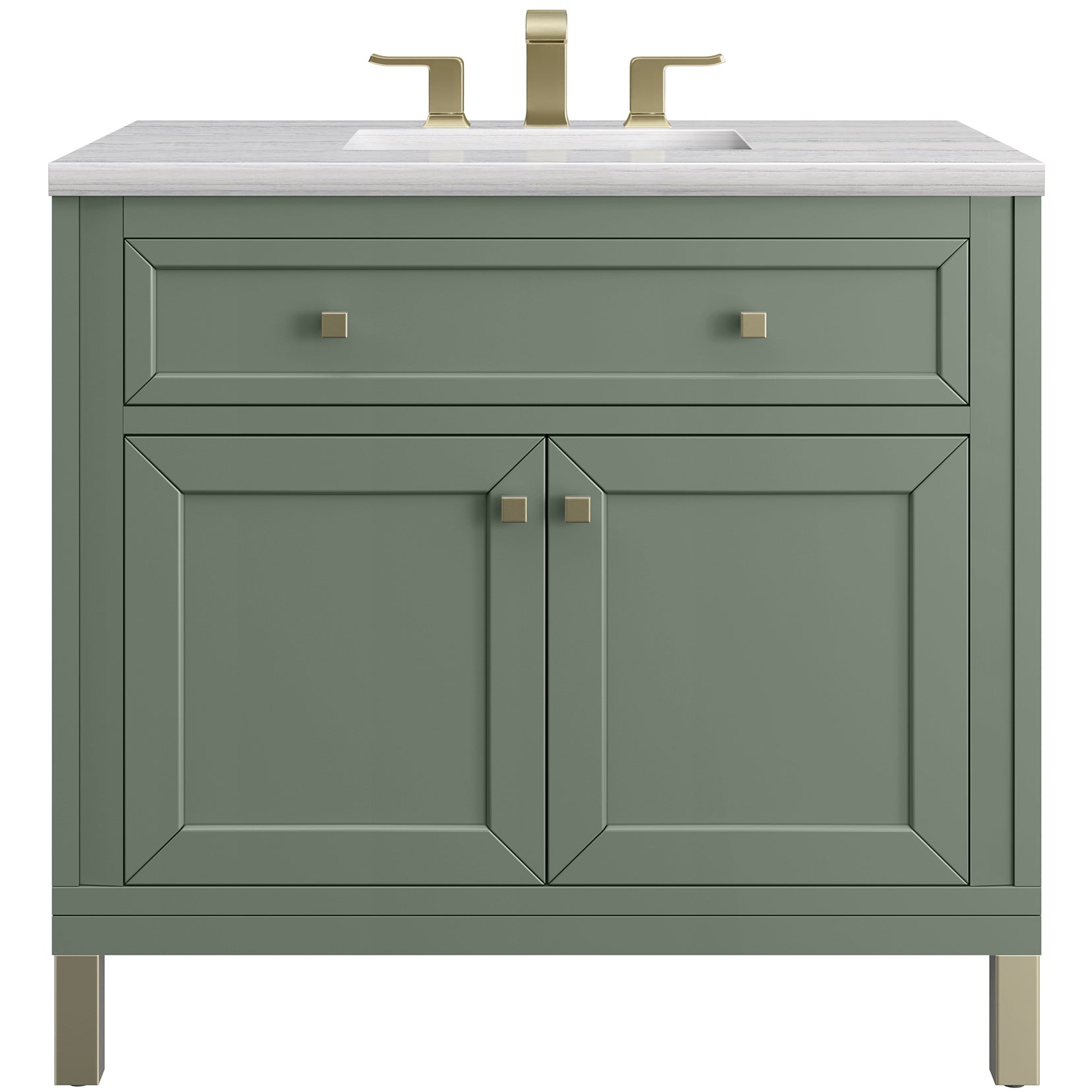 James Martin Vanities Chicago Collection 36 Inch Single Bathroom Vanity in Smokey Celadon with Countertop Options - Modern Farmhouse Style for Small Bathrooms & Powder Rooms