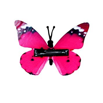 KAVIN Designer Hair Tie Pins - Mesh Butterfly Hair Clips Headband Accessories for Women & Girls (2-Pack, Dark Pink) - Perfect for Parties, Weddings & Everyday Styling