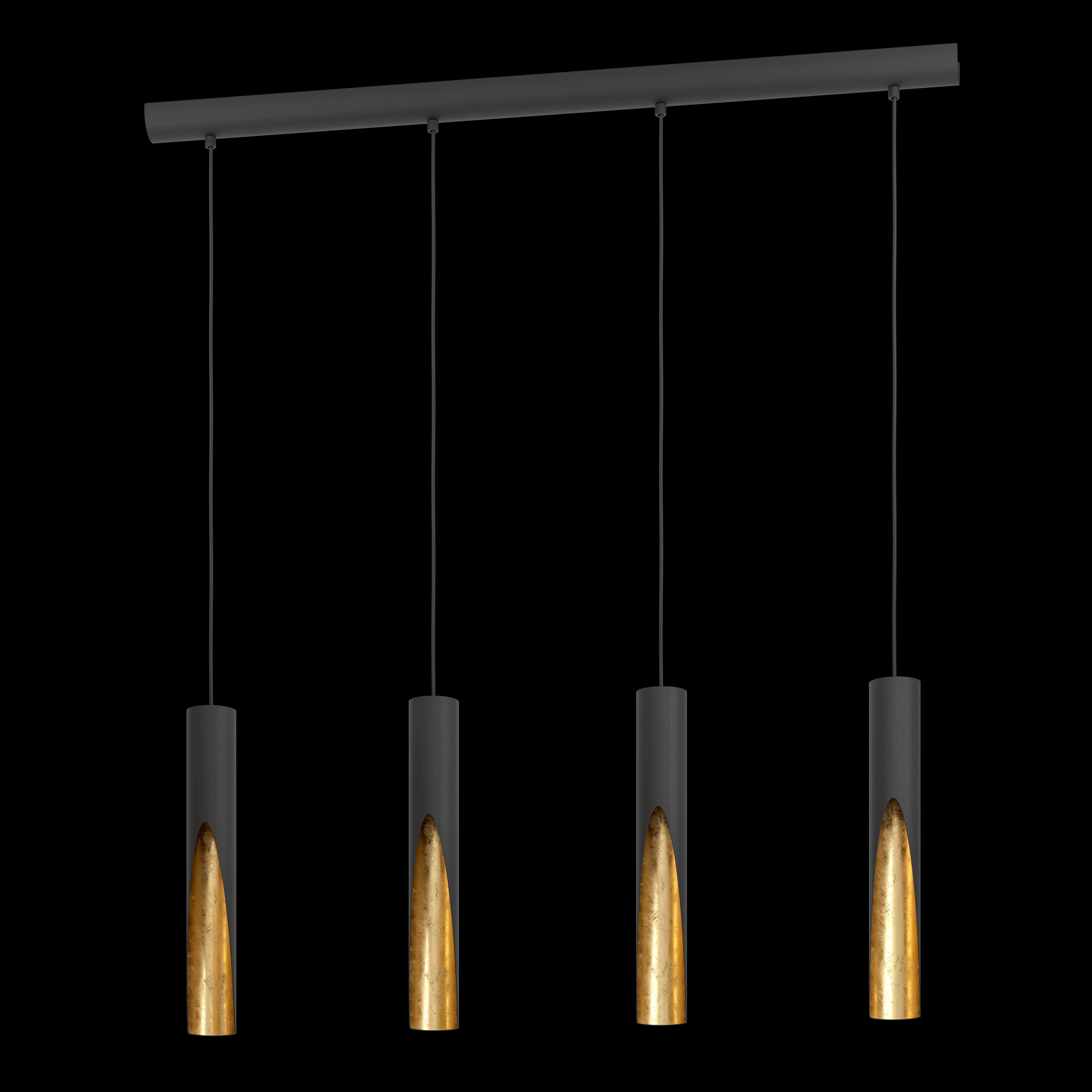 Eglo Barbotto 4-Light Black and Gold Metal Ceiling Pendant Light Fixture - Modern Dining Room, Kitchen Island, or Entryway Lighting