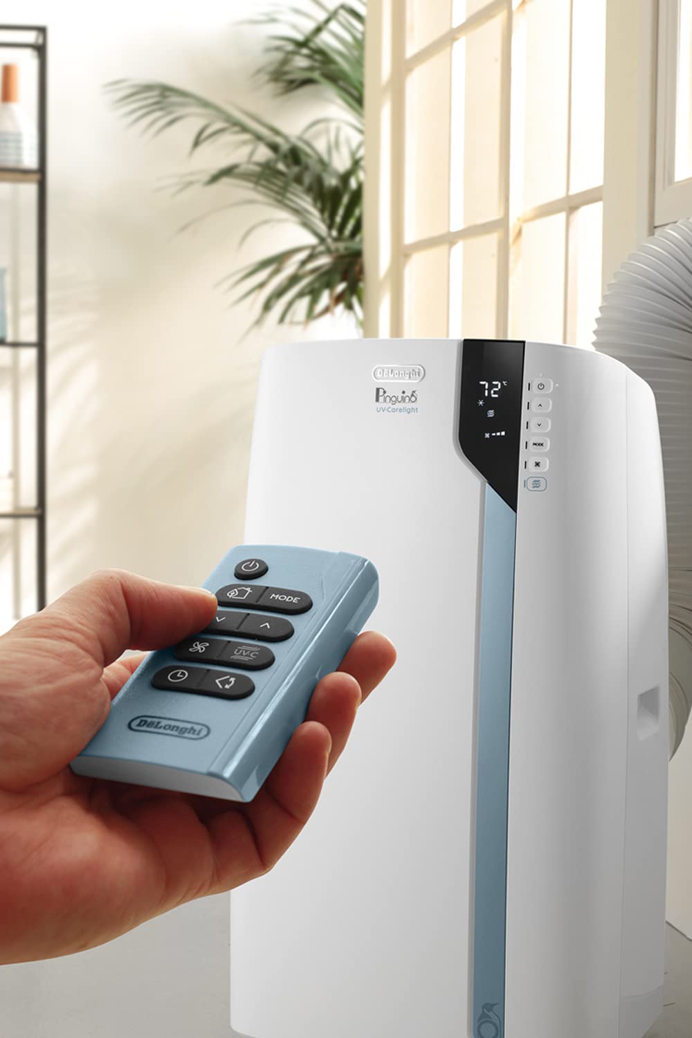 De'Longhi PACEX390UVcare-6AL WH 14,000 BTU Portable Air Conditioner with Dehumidifier, Fan & UV-Care Light - White | Perfect for Bedrooms, Living Rooms & Home Offices