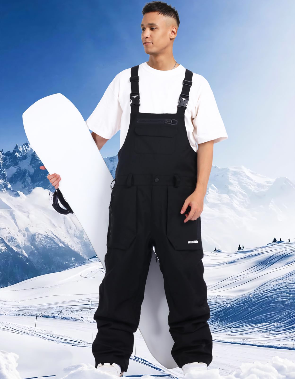 Men's Waterproof Snowboard Bib Overalls - Windproof Ski Pants with Adjustable Straps for Winter Sports | Warm Snowboarding Gear for Skiing, Snowboarding & Outdoor Adventures