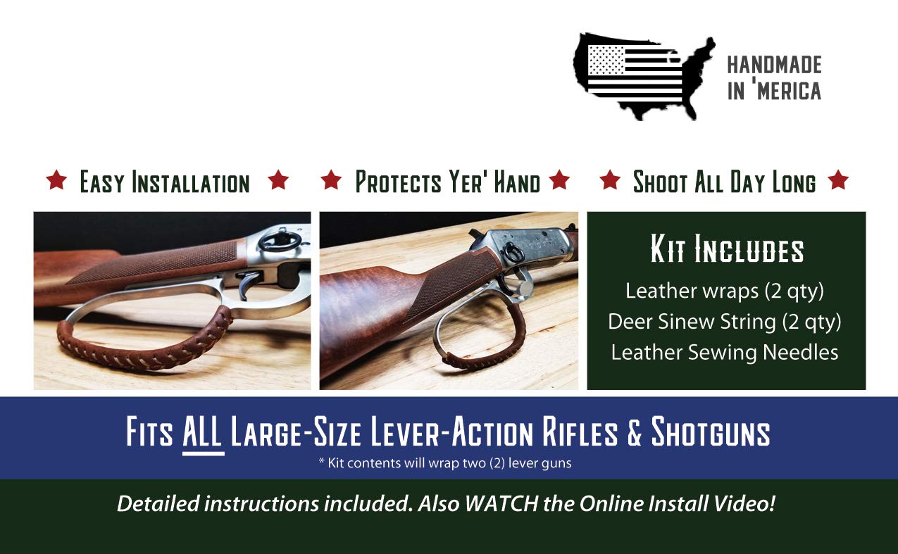 Handcrafted Large Loop Leather Lever Wrap - Premium Genuine Leather for Guns, Knives & Tools - Perfect for Hunting, Camping & Outdoor Adventures