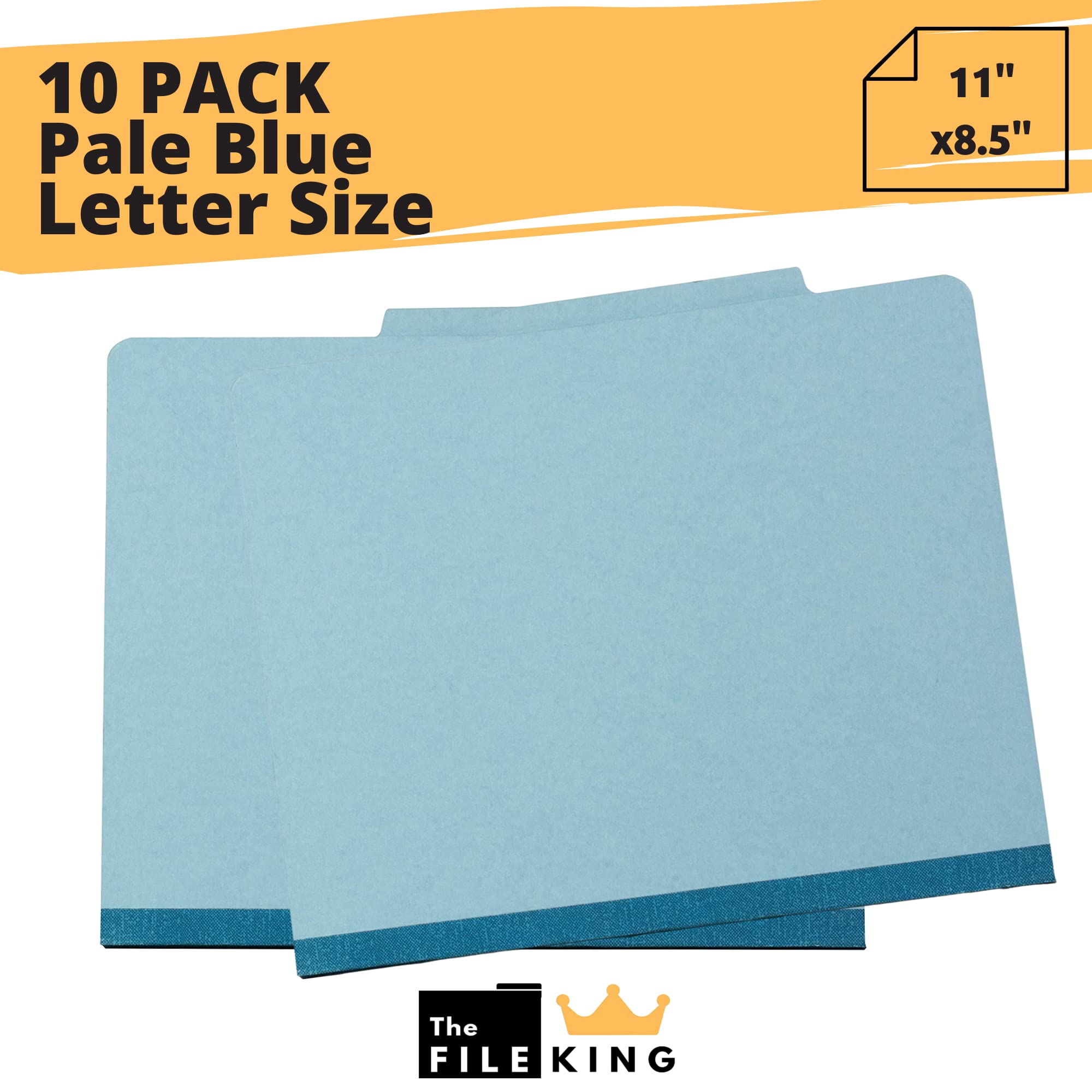The File King 2-Inch Expansion Pressboard Classification Folders - 10 Pack, Letter Size, Pale Blue | 2 Dividers with Prongs | Made in USA | Perfect for Medical Records, Office Filing & Document Organization