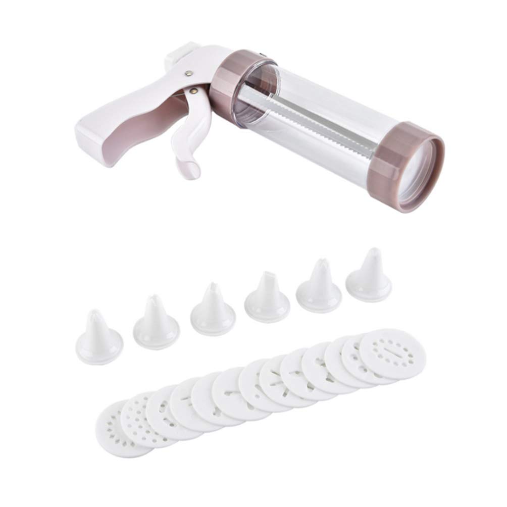 Hemoton 12-Piece Cookie Press Kit with 8 Stainless Steel Piping Tips - Professional Cookie Maker & Dessert Decorator Set for Baking, Cake Decorating, Cupcakes - Perfect for Home Bakers & Professional Kitchens (White)