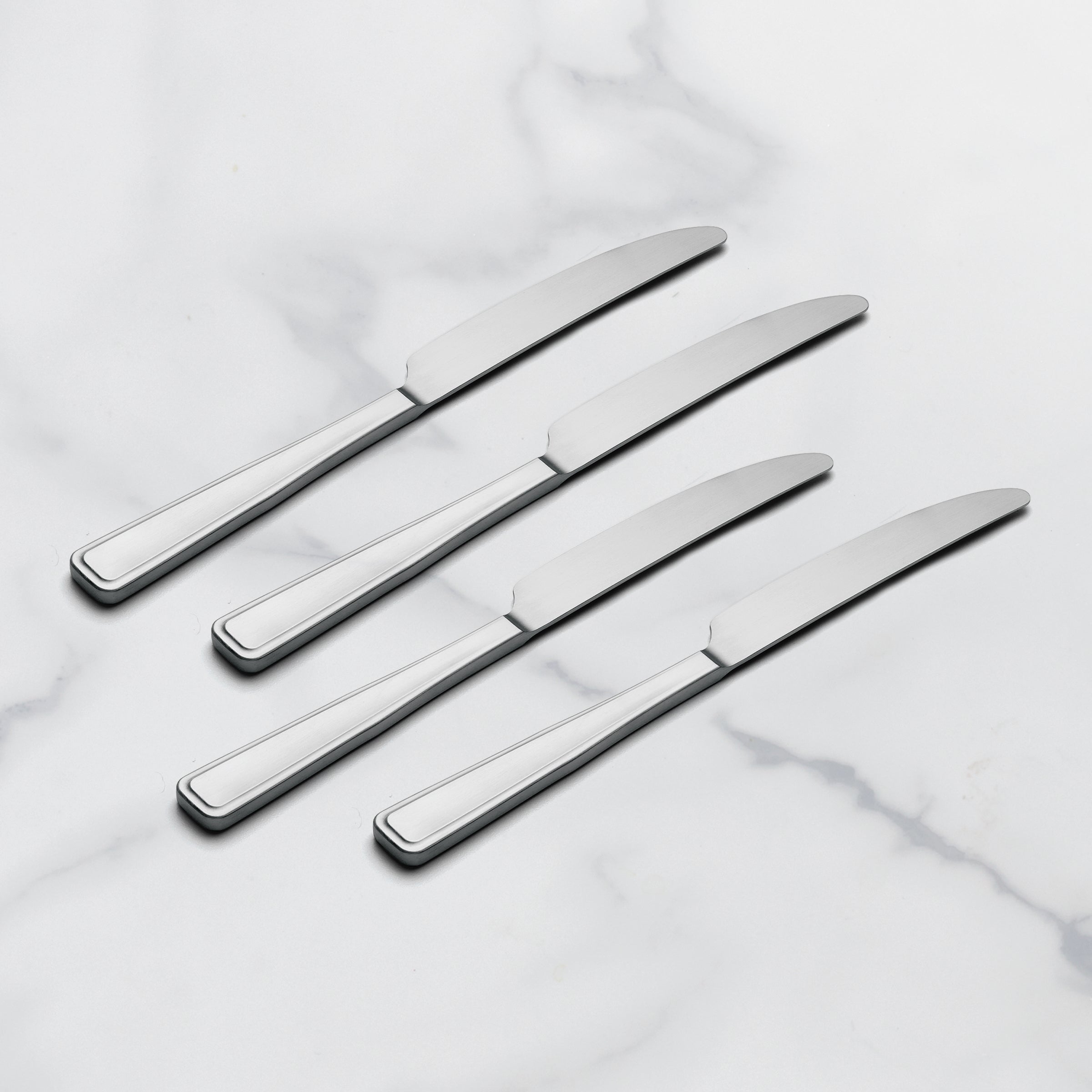 Premium Reid Satin Dinner Knife Set of 4 - Stainless Steel Cutlery for Formal Dining, Wedding Gifts & Elegant Table Settings