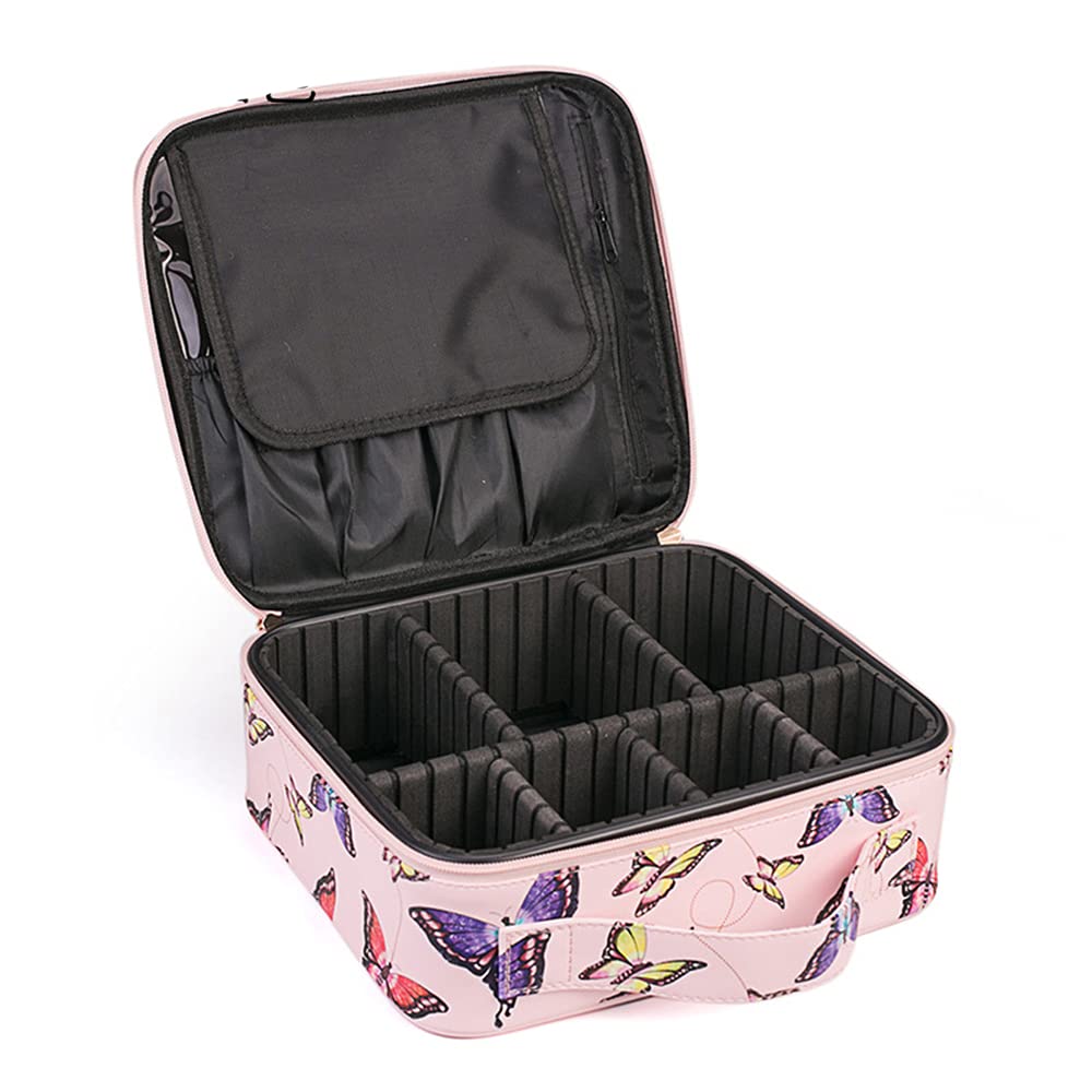 Professional Laser Makeup Train Case - Adjustable Cosmetic Organizer Bag for Women | Travel Makeup Brush & Jewelry Storage | Perfect for Travel, Salon, and Home Use