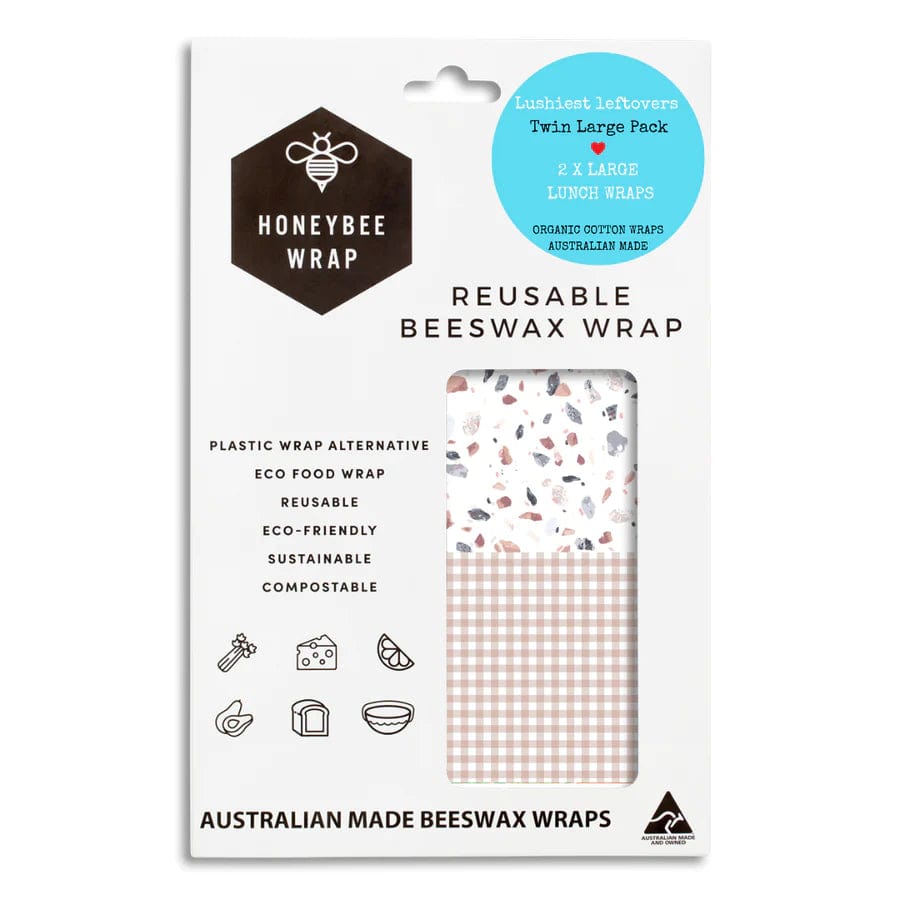 Eco-Friendly Reusable Beeswax Food Wraps - Large Twin Set for Sustainable Food Storage | Perfect for Sandwiches, Fruits & Leftovers