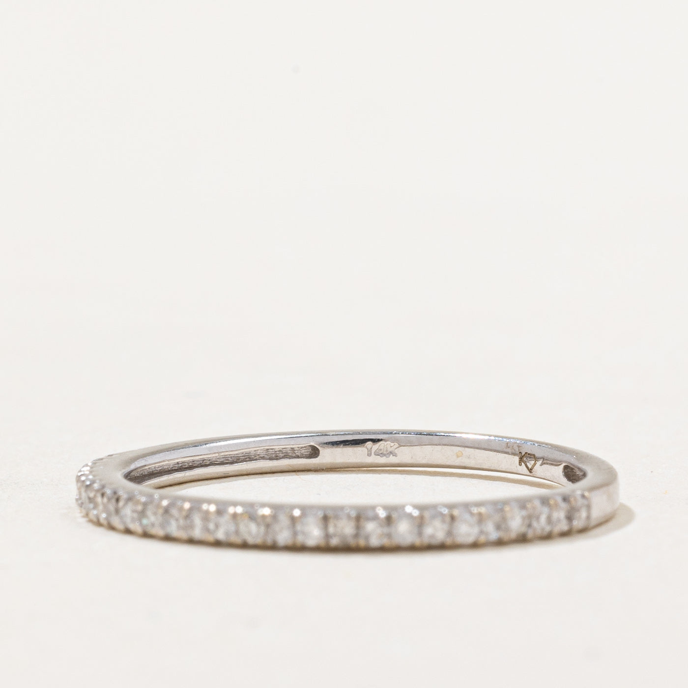 Semi Eternity Diamond Band Ring - 0.14 Carat Total Weight (0.14ctw) - Size 6.5 - Dainty Stackable Wedding Band for Women - Perfect for Anniversary, Engagement or Everyday Elegance