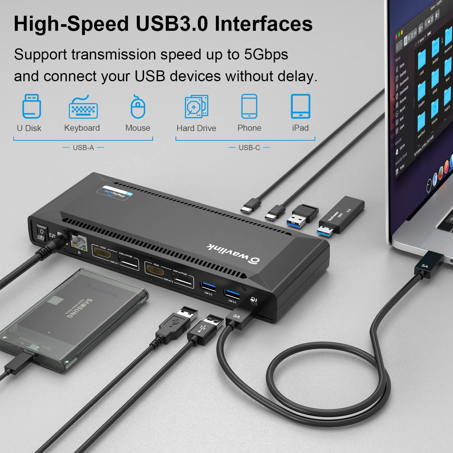 WAVLINK 4K Universal USB C Docking Station Dual Monitor - DisplayLink USB C Hub with 100W PD Charging for MacBook M1/M2, Thunderbolt 4/3, Windows & Mac - 2x HDMI, 2x DisplayPort, Ethernet, Audio - Perfect for Home Office & Remote Work Setup