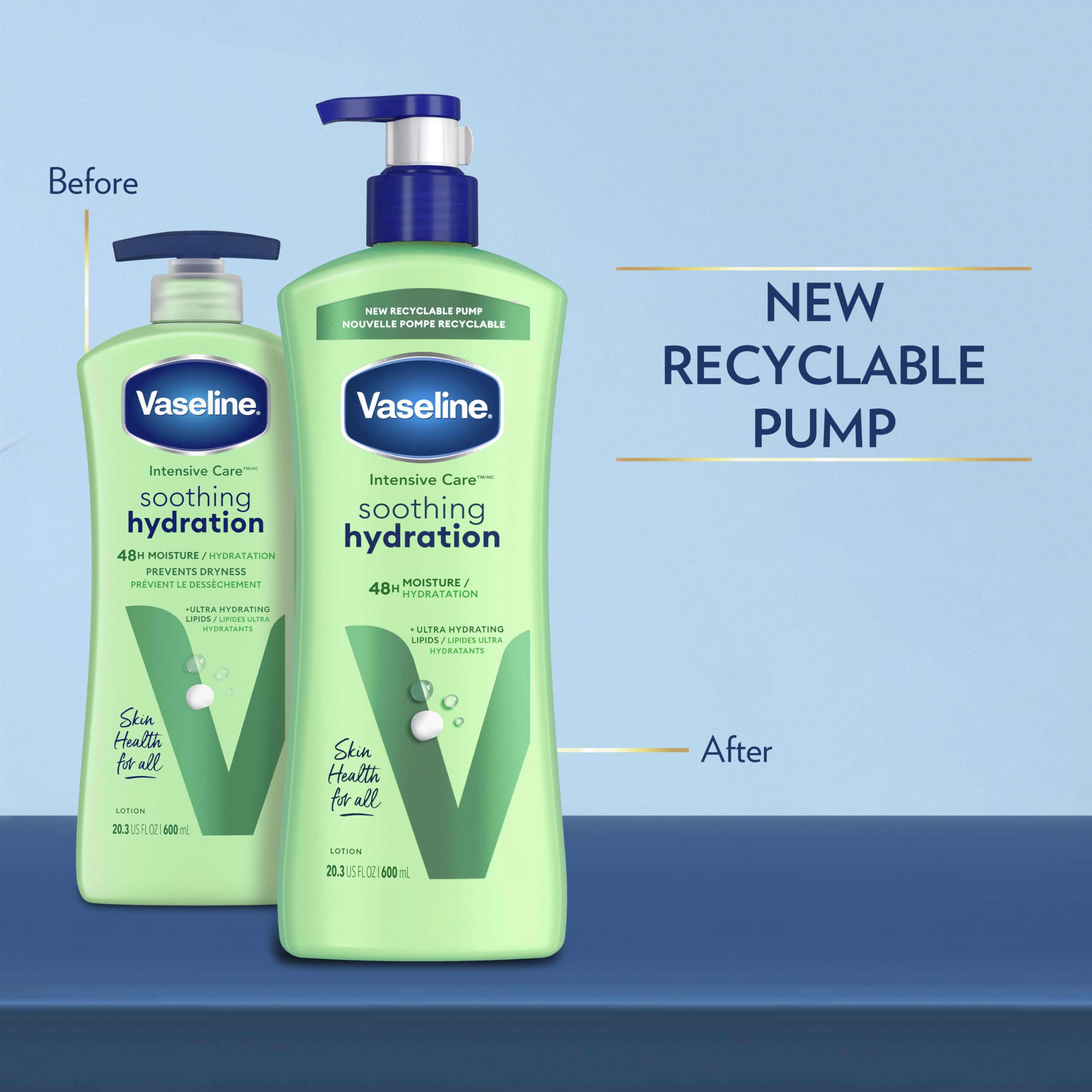 Vaseline Intensive Care Body Lotion for Dry Skin - Ultra Hydrating Moisturizer with 1% Aloe Vera & Lipids - 20.3 oz (Pack of 3) - Perfect for Daily Skincare Routine & Post-Shower Hydration