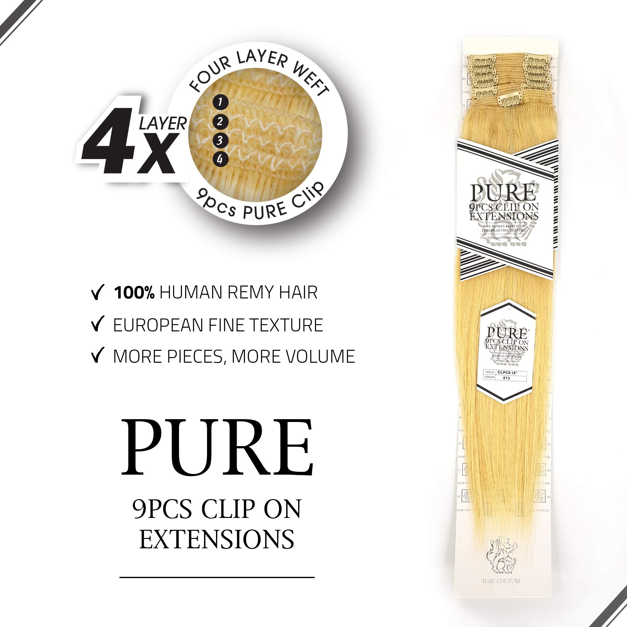 100% Human Remy Hair Clip In Extensions – 9 Piece 18