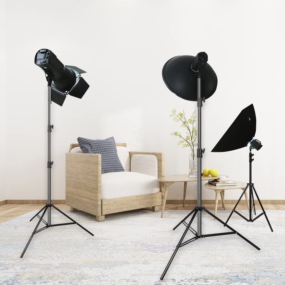 Heavy Duty 9.5ft Aluminum Alloy Light Stand with Spring Cushion - Adjustable Photography & Video Lighting Stand for Studio, Flash LED Lights, Ring Lights & Softboxes - Perfect for YouTube Videos, Portrait Photography and Live Streaming