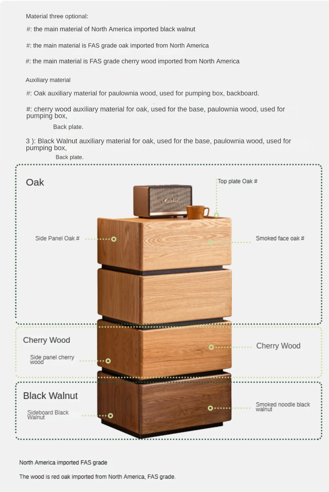 Premium Black Walnut, Cherry & Oak Solid Wood Nightstand with Customizable Storage | Modern Bedside Table for Bedroom, Living Room & Office