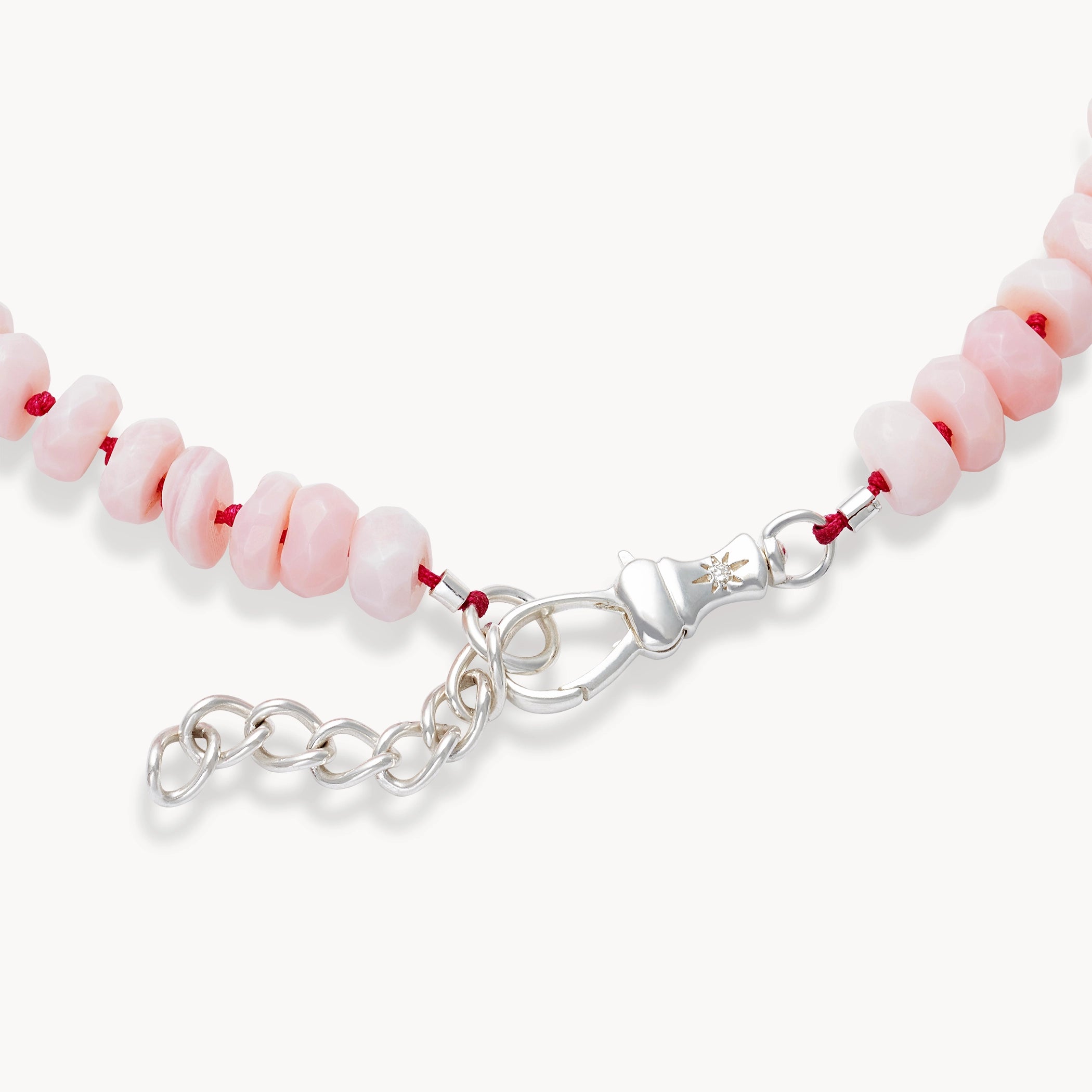 Pink Opal Beaded Anklet with Sterling Silver, Natural Pink Opals & Brilliant Diamonds – Elegant Boho Jewelry for Beach, Festival & Everyday Wear
