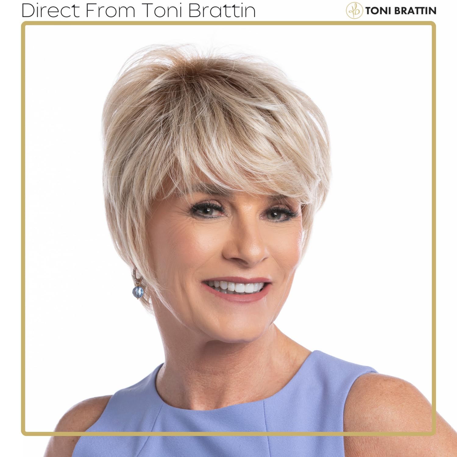 Toni Brattin Timeless Short Wig - Classic Cut with Crown Lift & Razor Tapering - Heat-Friendly Synthetic Hair Looks Natural - Adjustable Comfort Fit (Light Blonde) for Everyday Wear, Work & Special Occasions