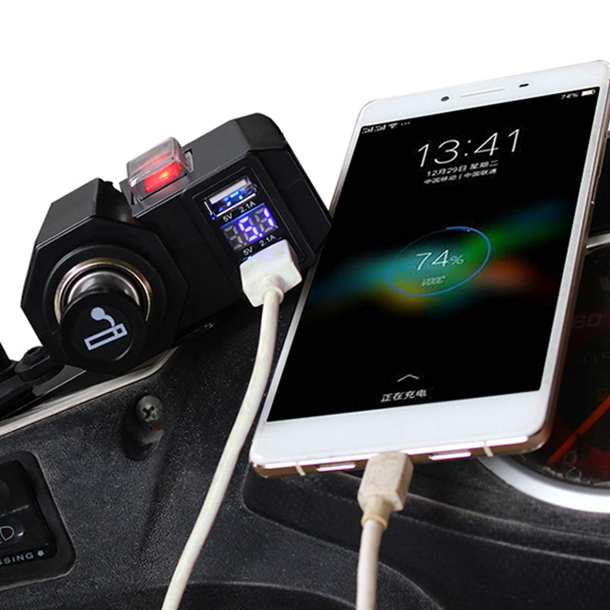 DaMohony 12V Dual USB Port Motorcycle Charger - Waterproof & Fast Charging Power Outlet Socket for Harley, Honda, Yamaha - Perfect for Road Trips & Adventure Riding