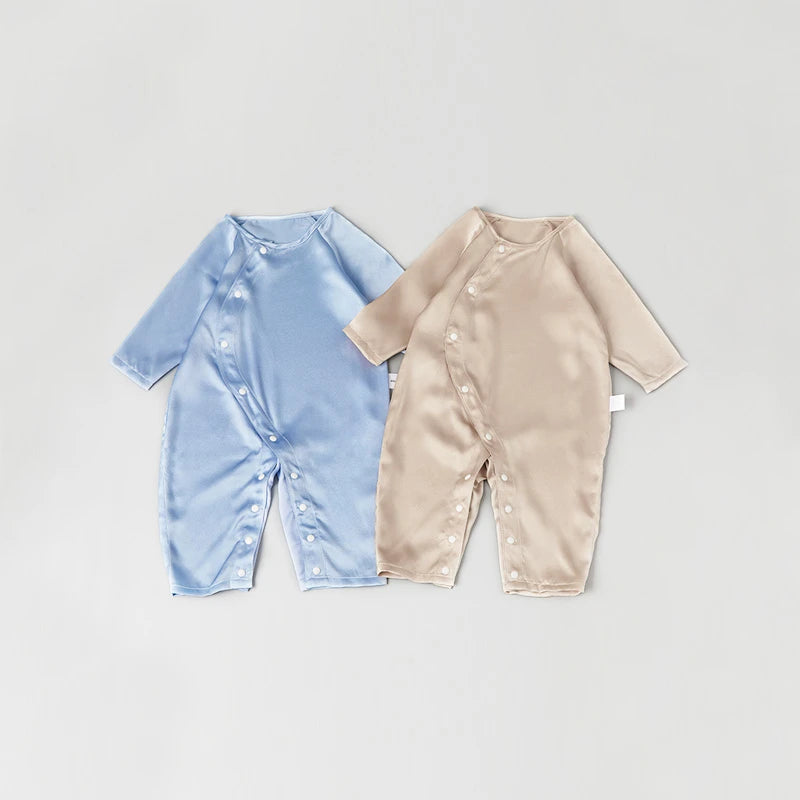 Premium Long Sleeve Button-Down Baby Silk Onesies - Soft & Comfortable Infant Romper for Newborns & Toddlers - Perfect for Special Occasions, Photo Shoots & Everyday Wear
