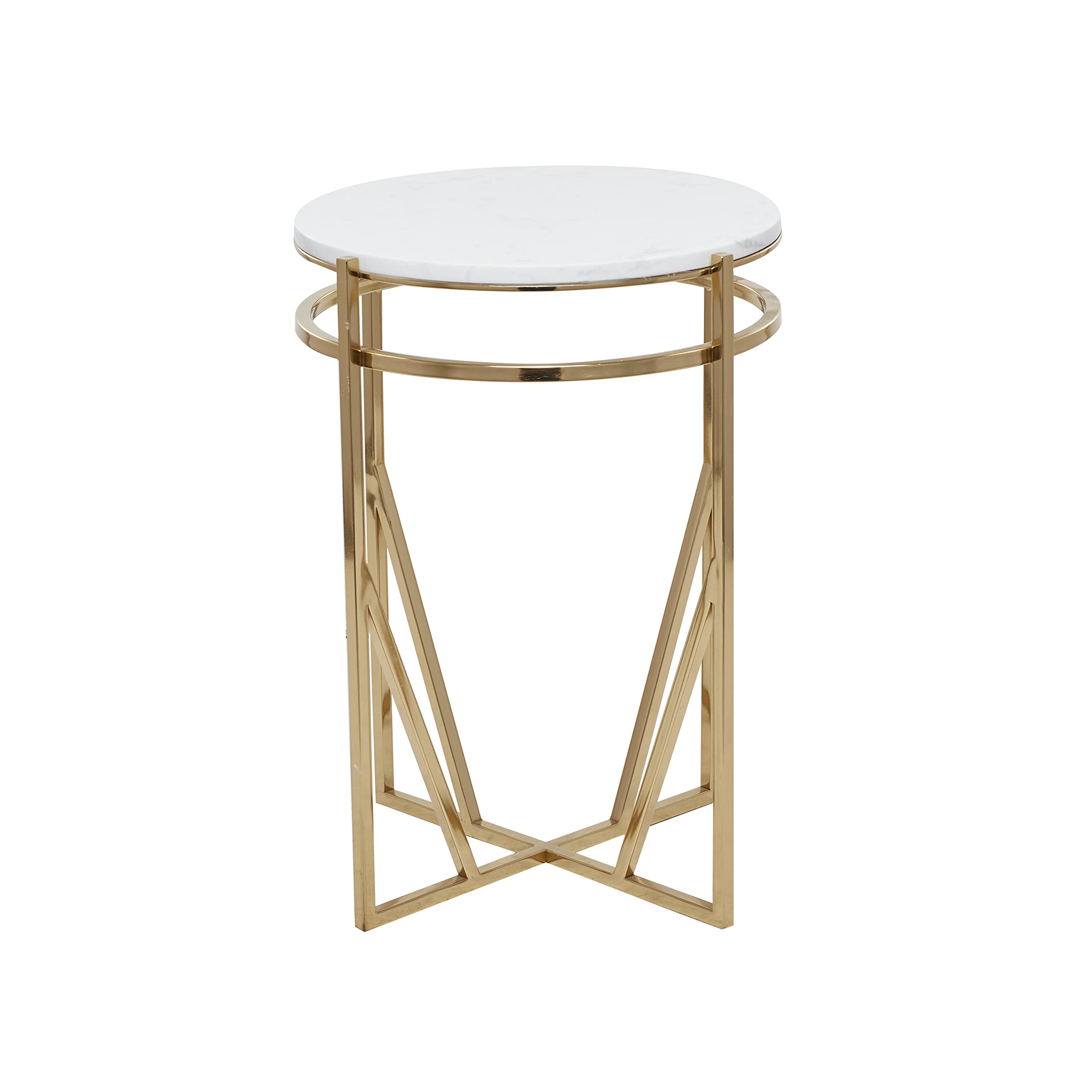 Deco 79 Modern Gold Metal Side Table with Marble Top - 16