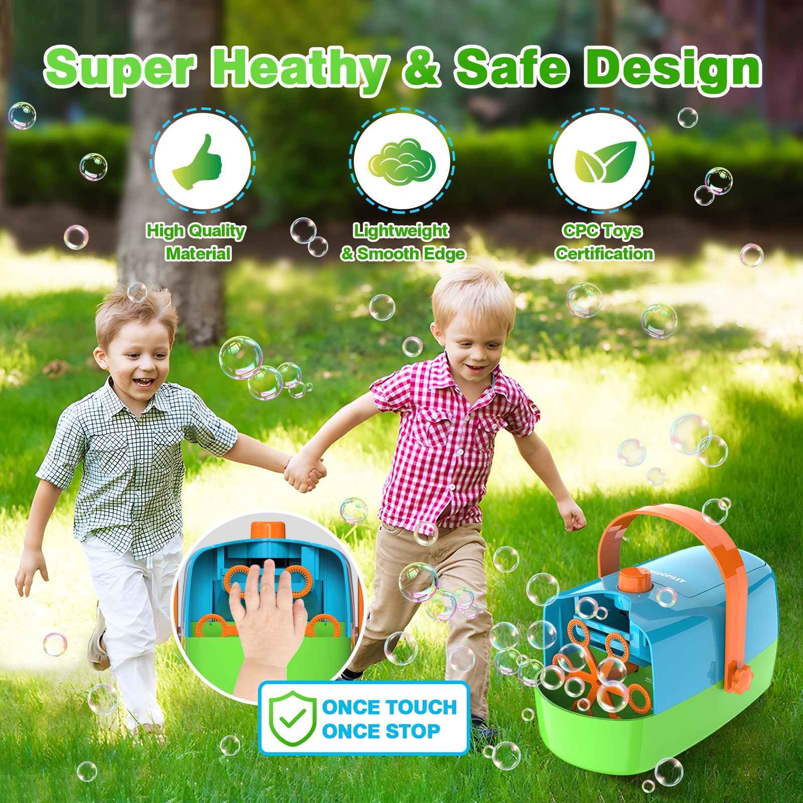 Automatic Bubble Blower Machine for Kids - 8000+ Big Bubbles Per Minute, Bubble Maker for Toddlers & Children, Battery or Plug-in Powered, Indoor/Outdoor Party Toys - Perfect for Birthday Parties, Backyard Play & Summer Fun