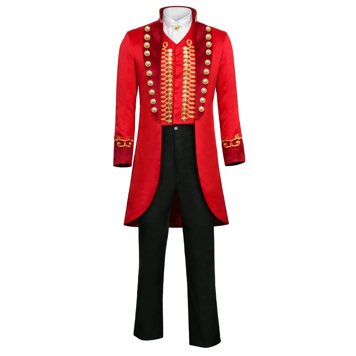 Vintage Red Ringmaster Costume for Men - PT Barnum Inspired Circus Showman Tailcoat Jacket Suit (Medium) - Perfect for Halloween, Cosplay & Themed Parties