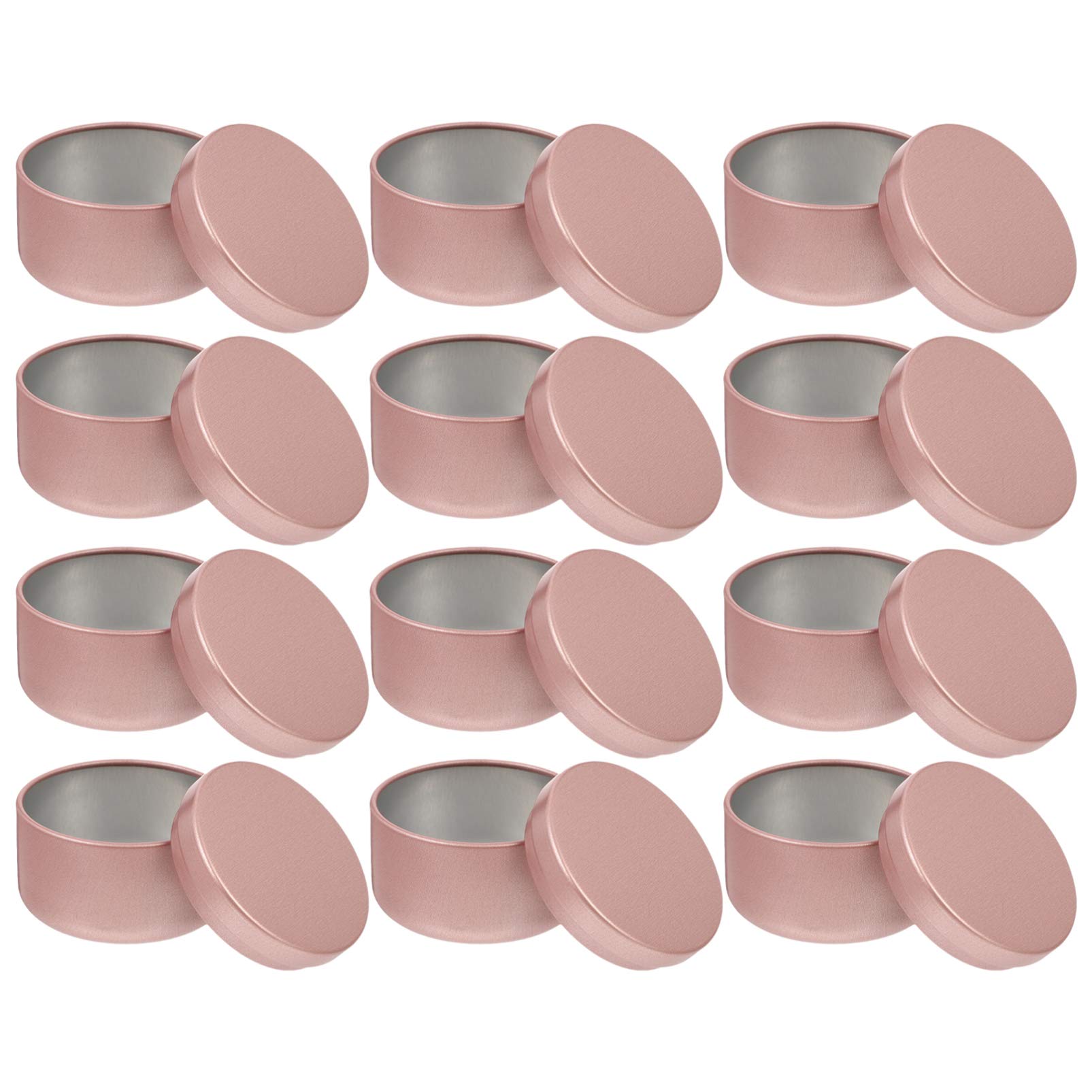 ARTIBETTER 12PCS Round Aluminum Tin Cans - Empty Metal Tea Storage Jars, Refillable Cosmetic Cream & Candle Containers (Pink) - Perfect for DIY Crafts, Tea Blending, Wax Melts, and Beauty Product Storage