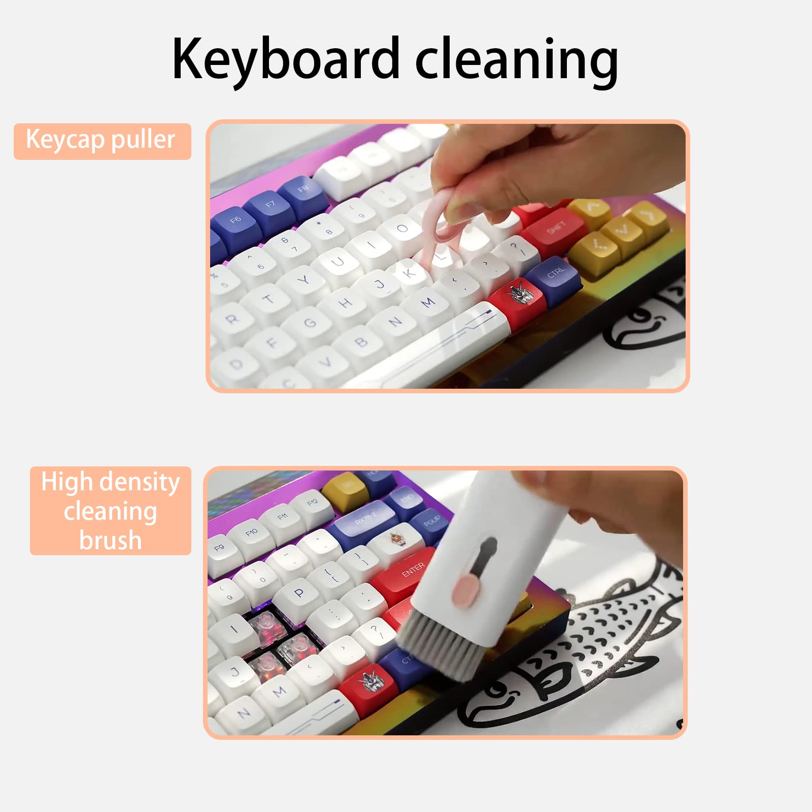 7-in-1 Electronic Cleaning Kit for Keyboards, Laptops, AirPods Pro, Phones & Screens - Includes Brush & Free Flannel Cloth (Pink) - Perfect for Home, Office & Travel Use